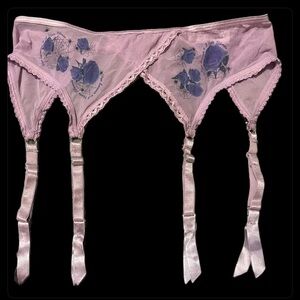UYE SURANA "I hate blonde" Pink and Purple Floral Garter Belt Spiders/ Blue Rose